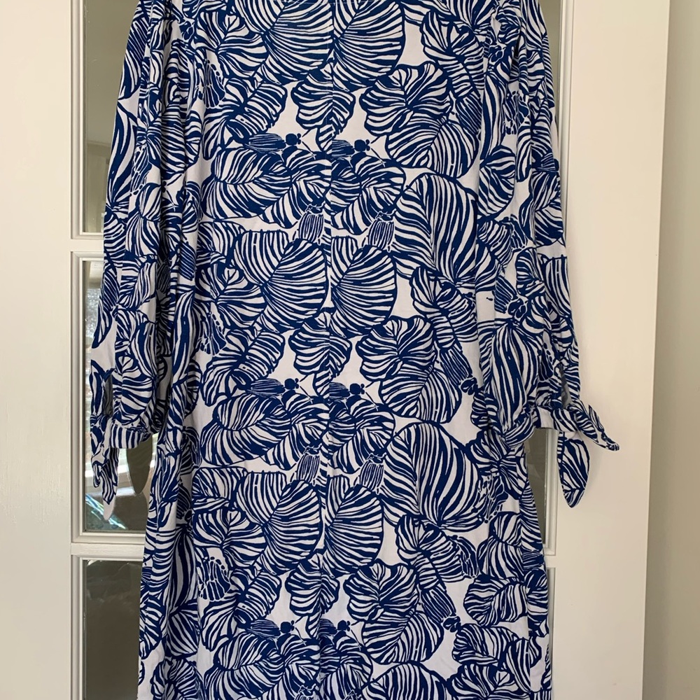 Lilly Pulitzer catch 3/4 sleeve Aegean navy beach path dress size m - Picture 7 of 7